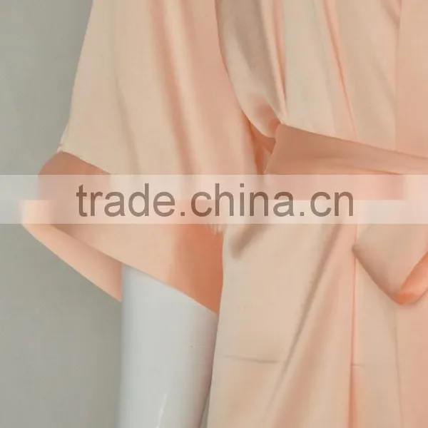 High Quantity Peach Silk Kimono Robe For Women photo-3