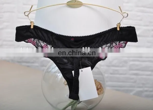 Lady Girl Hot Sexy Picture See Through Embroidered Thong Panty photo-2