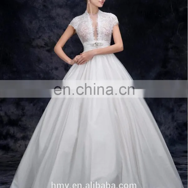 High Neck Taffeta Dress Necklace Wedding Dress Bridal Gown Evening Dress