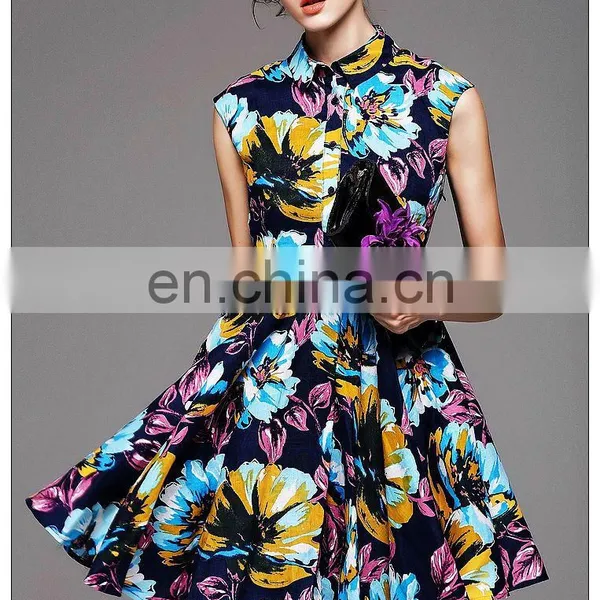High Quality Sleeveless Print Skater Dress Summer 2016 photo-4