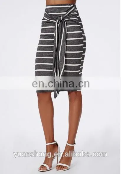 2015 Fashion Stripe Tie Waist Midi Skirt Indian Skirts Wholesale photo-4