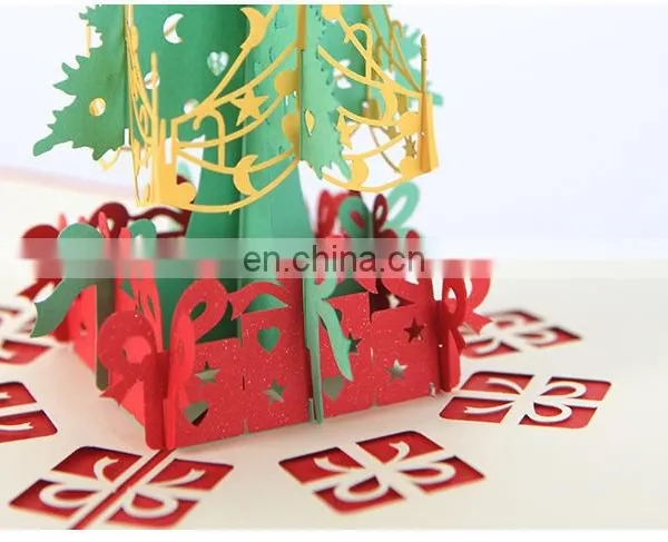 Christmas Pop up Cards Christmas Tree Merry Christmas Card for New Year Greeting Gift Card photo-2