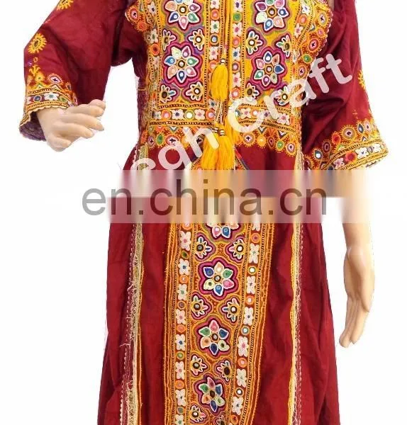 Afghanistan Costume Tunic Top -Afghani Mirror Work Tunic - Tribes Textile Costumes Kurta - Afghani Handmade Vintage Dress photo-2