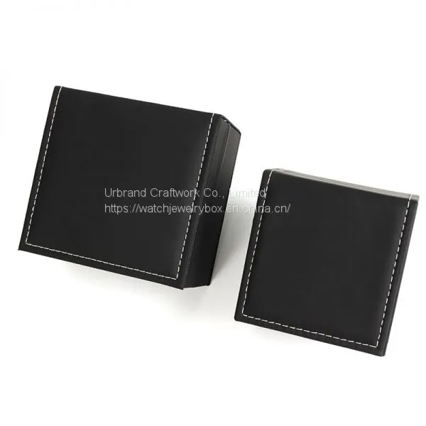 Wholesale Elegant Rectangle Small Black Leather Custom Luxury Watch Packaging Box Gift Box With Custom Logo on Sale photo-2