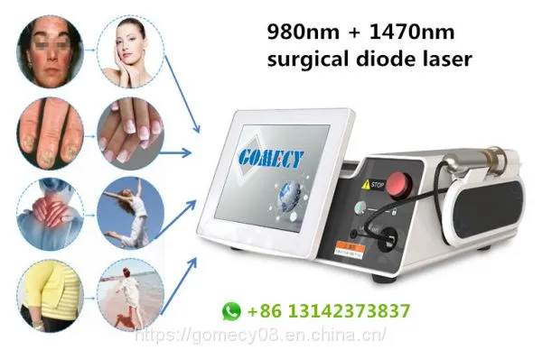 Dual Wavelength 980nm 1470nm Diode Laser Physiotherapy Proctology PLDD EVLT Treatment Hemorrhoids Removal Vascular Removal Lipolysis Fat Melting Nail Fungus Removal photo-2