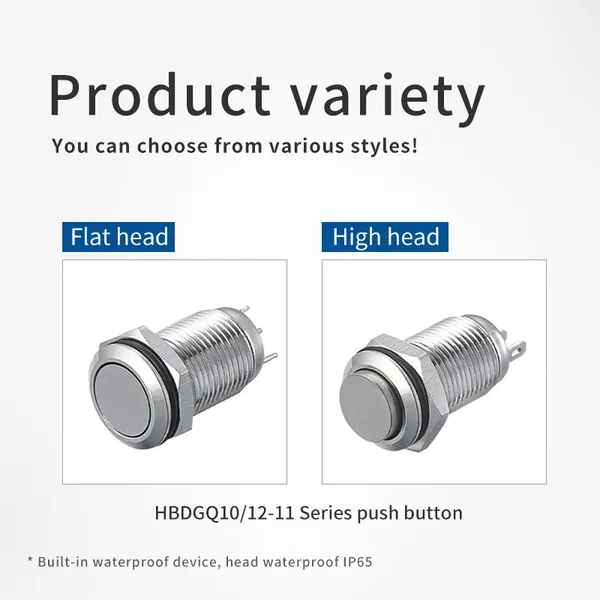 Waterproof 10mm Stainless Steel Flat Round Head 1no1nc Electric Push Button Self Recovery photo-2