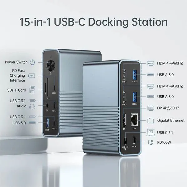 15-in-1 4K 60Hz USB C Desktop Docking Station for Laptop & PC photo-4