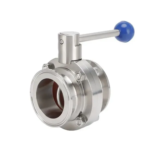 SS316L TC Ends Sanitary Manual Stainless Steel Butterfly Valve photo-2