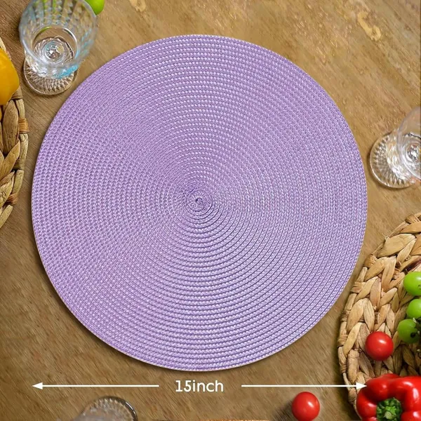 Purple 4 Table Mats for Dining Kitchen Tables Decorations Natural Woven Heat Resistant Place Mats 15 Inch Trivets for Hot Pots and Pans photo-2