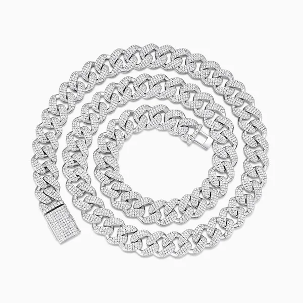 Shining Star Jewelry Wholesale White Gold Moissanite Thin 11mm Miami Cuban Chain