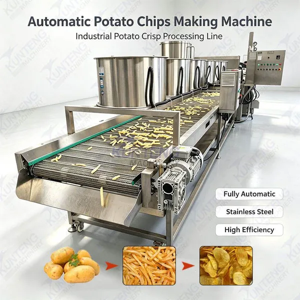 Automatic Potato Chips Making Machine Industrial Potato Crisp Processing Line Fully Potato Slice Frying Production Equipment EPC