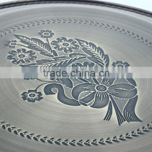 Vietnam Style Stainless Steel Serving Dish, Large Round Copper Serving Tray photo-6