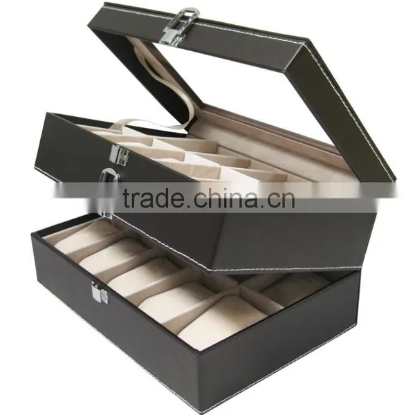 AN563 ANPHY 20 pcs Leather Flannelette Watch Gift Box Display Case With Cover Stock 25.5*17.5*14 cm