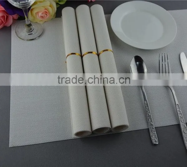 Wholesale Price 75g PVC Woven Mesh Placemat White Pure Color 1*2 Series 45*30cm photo-6