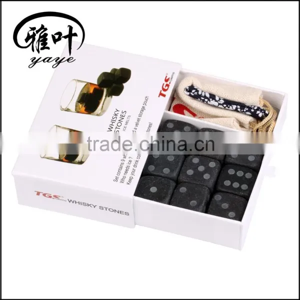 9pcs Black Marble 20x20x20mm per Set Whiskey Stones Engraved With Dice Pattern Whiskey Stones Quality Choice