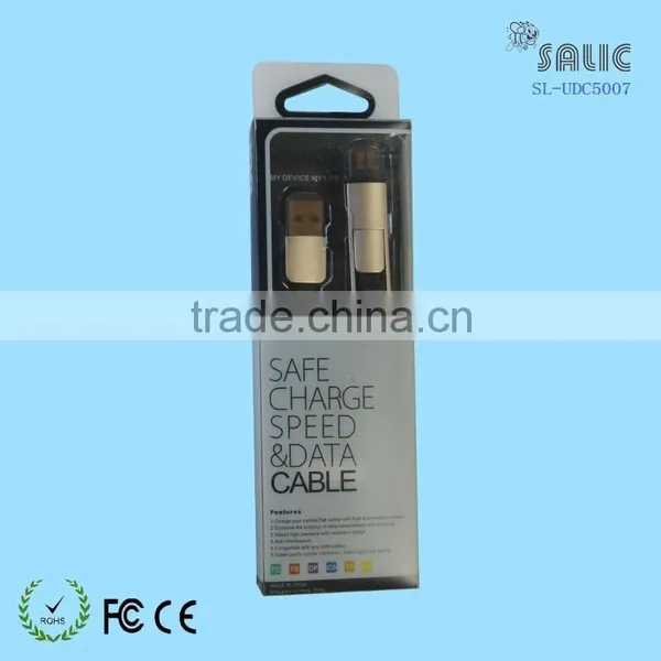 High Quality 2 In1 Manual Retractable Flat Noodle Usb Cable for Micro Usb and Iphone6/5/5s/5c photo-5