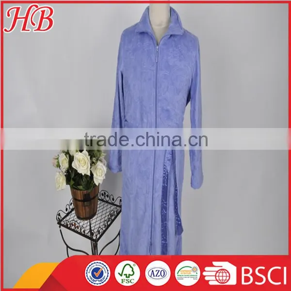3D Embossed Coral Fleece Zip Bathrobe photo-4