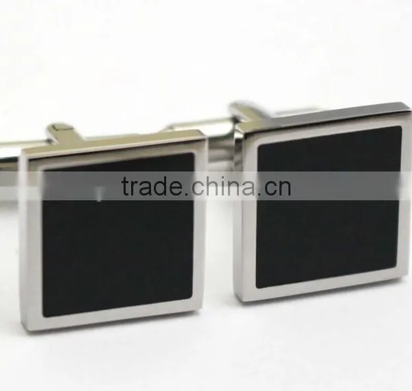 316L Stainless Steel Square Black Enamel Cufflinks for Men Supplier's Choice photo-2