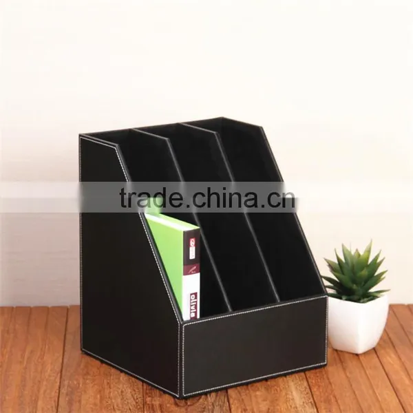 Special Offer Desktop Leather File Holder High-grade Commercial Office Information Creative Three Column File Frame photo-2