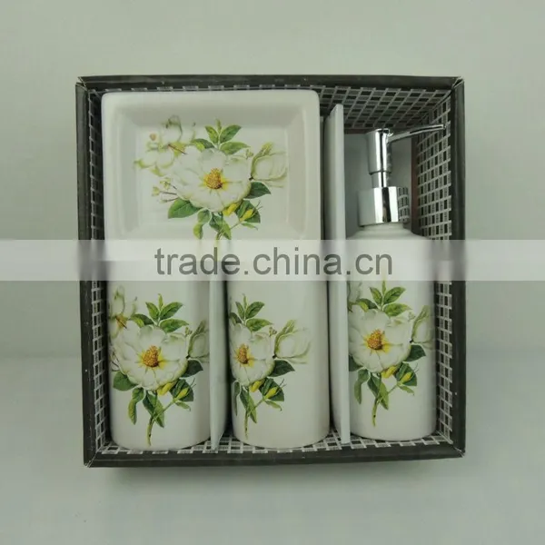 Ceramic Complete Bathroom Sets With Flower Design