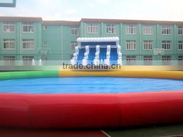 Inflatablewater Amusement Park Waterpark With Wave Slide in Stock photo-4