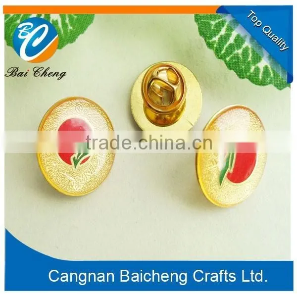 Love Heart Red Die-casting Plated Epoxy Round Metal Badges With Butterfly Pin in Gold Color for Man and Women photo-6