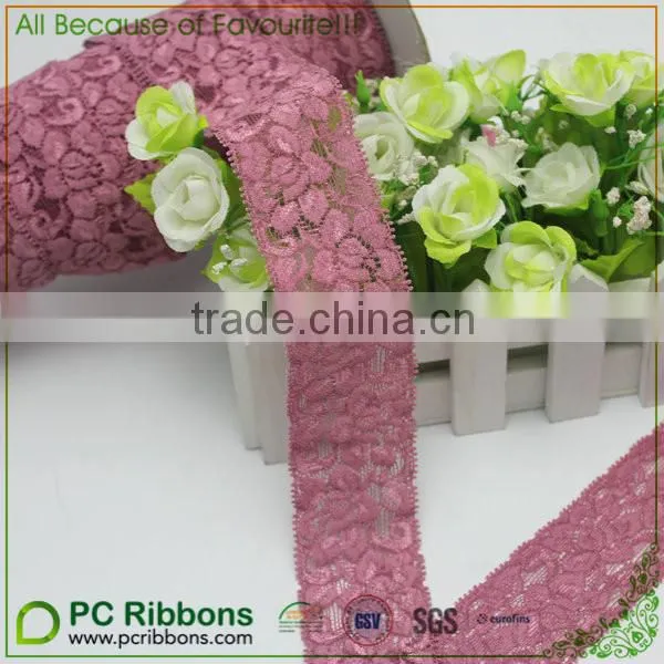 1.5" Width Rose Mauve Mesh Stretch Lace Trim Craft for Evening Gown photo-2