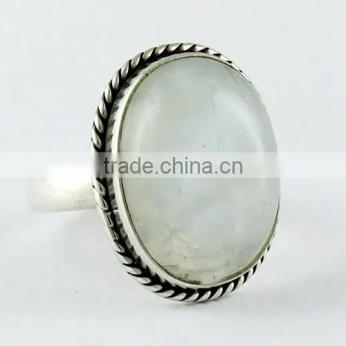Fabulous White Rainbow Moonstone 925 Sterling Silver Ring, Gemstone Silver Jewellery, Silver Jewellery India