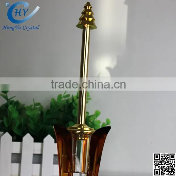 Large Beautiful Crystal Perfume Bottles Yellow Metal Top