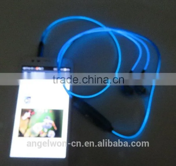 EL Light Earphone Wired LED Glowing Earphone With MIC