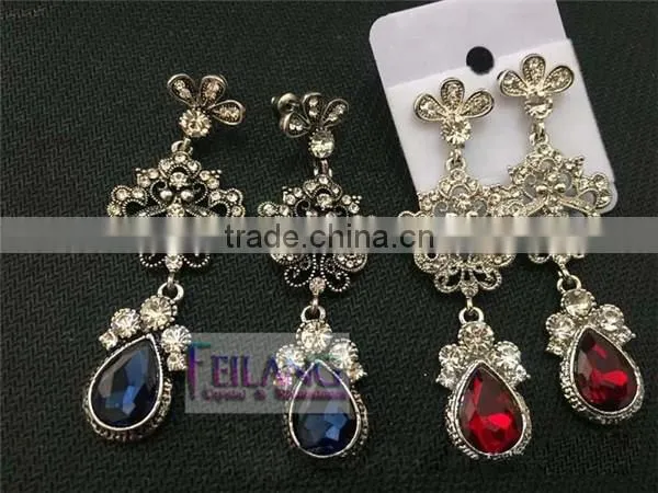 RetroStyle Drop Jewelry Earrings Hypoallergenic Red or Blue Earrings photo-2