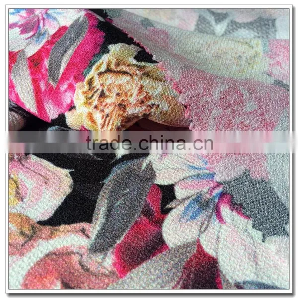 Supply 100% Print Polyester 4 Way Spandex Stretch Fabric For Women Cloth photo-5