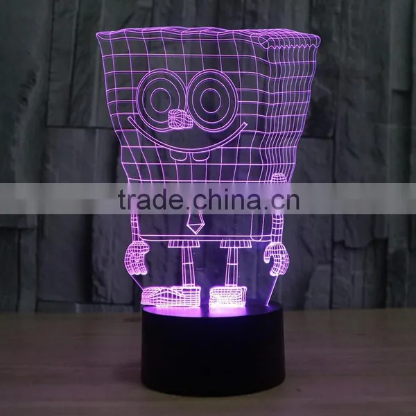 3D Optical Night Light Sponge Baby 7 RGB Light Colors 10 LEDs AA Battery or DC 5V Mixed Lot photo-2