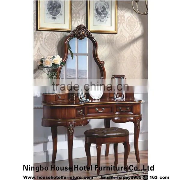 Hotel Furniture China Antique Oriented Solid Wood Hand Carved Dresser Table