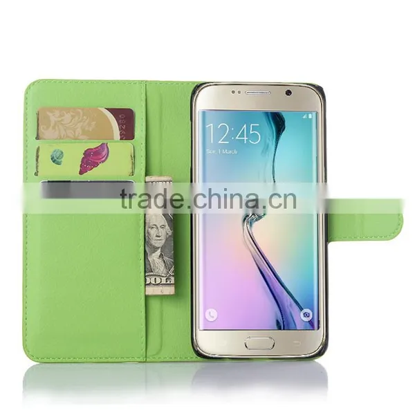 Hot Selling Ultra Thin Lichee PU Leather Case Wallet Folio Flip Cover for Samsung GALAXY S6 Edge Plus photo-5