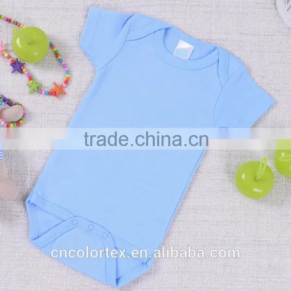 Cotton Plain Baby Romper Short Sleeve Unisex Bodysuit photo-3