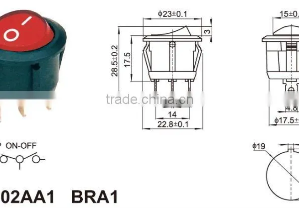 Waterproof Mini Rocker Switch,on-off 6pins Nylon Pa66 Material Rocker Switch photo-6
