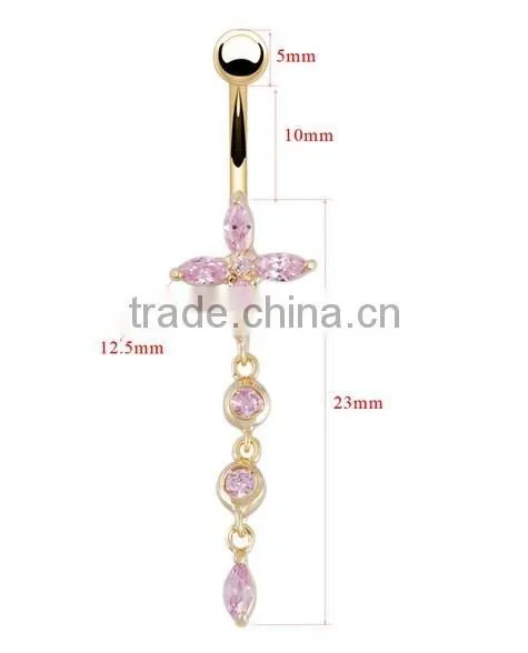 Brand Women Flower Shape Zircon Belly Navel Ring photo-2