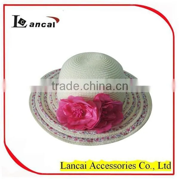 2016 Hot Sale Girls 100% Paper Fashion Straw Floral Hat