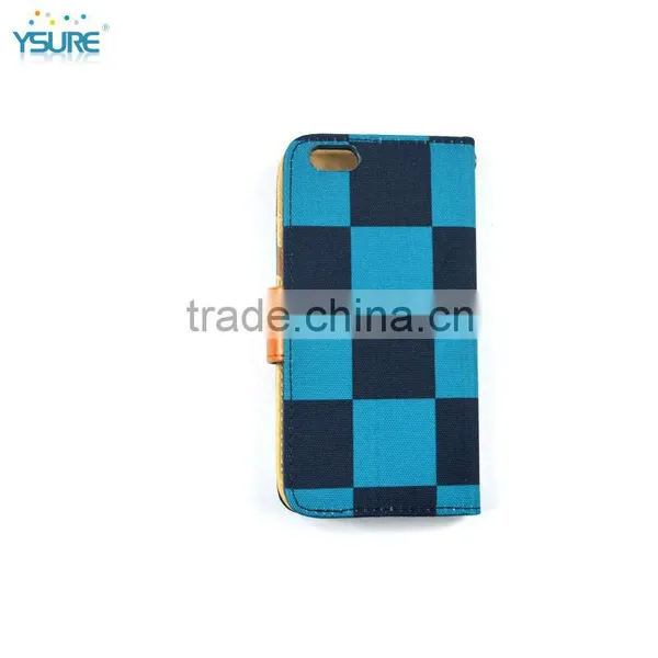 2015 New Design Special Grid Pattern Denim Leather Case For Wiko Darkfull With Card Slots and PVC ID Slot photo-3