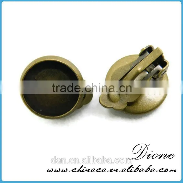 12mm Antique Bronze Plate Brass Blank Base Cabochon Earring Setting photo-5