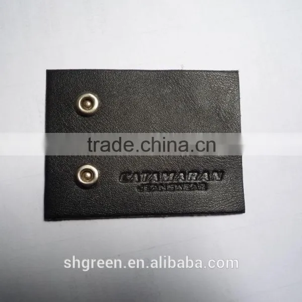 Brass Button Synthetic Garment Leather Tag for Canvas Trousers photo-2