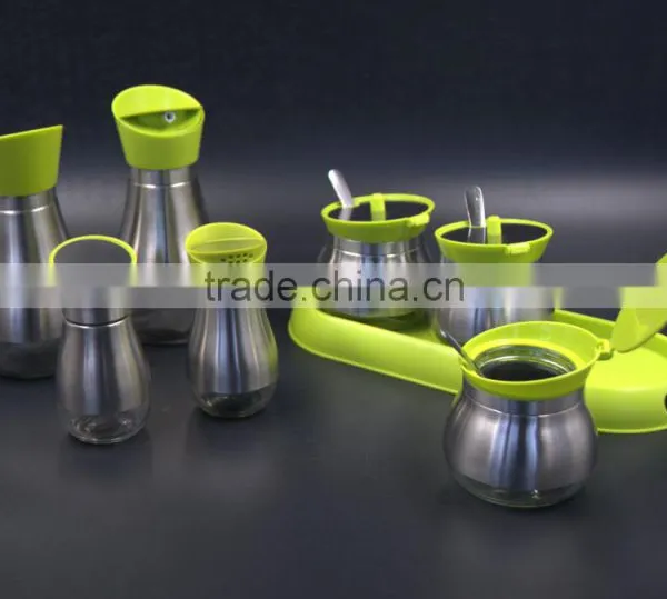 Glass Spice Jar Set on Plastic Base photo-3