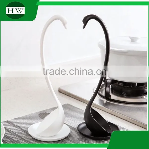 Kitchen Accessories Creative Multipurpose Plastic Tableware Cooking Long Handle Swan Soup Spoon Ladle Stand With Tray photo-4