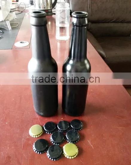 Haonai 330ml Matt Black Beer Bottle,painted Glass Beer Bottle. photo-5
