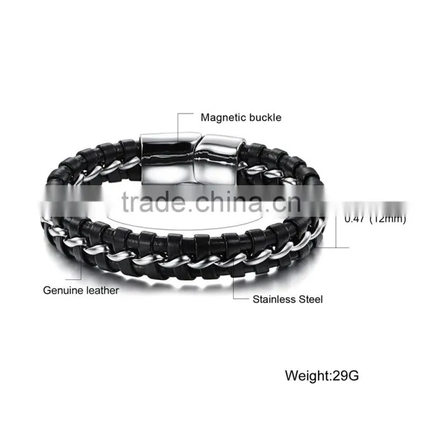 Mens Leather Bracelet Fashion Bracelets 2017 Real Cow Leather Bracelet photo-3