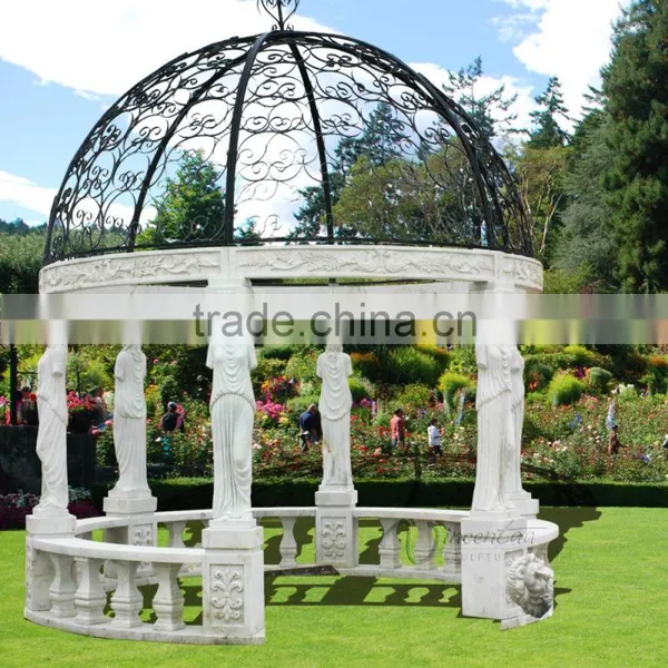 Hot Sale Modern Home Decor Marble Carving Garden Luxury Gazebo photo-3