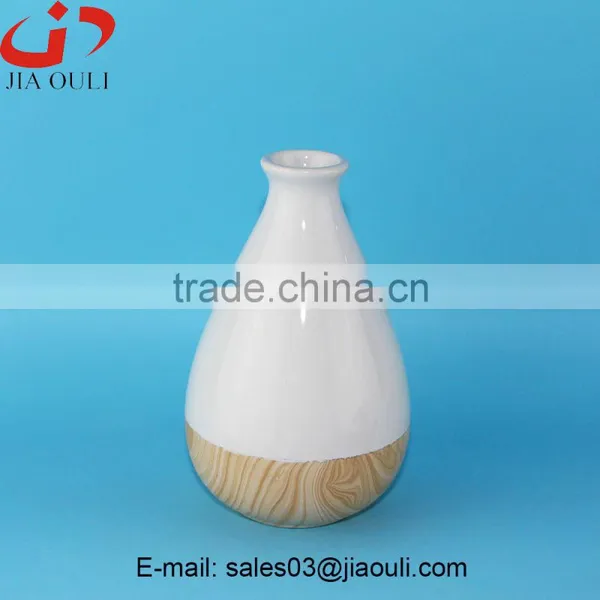 White Glazed With Wooden Bottom Chinese Ceramic Vase for Decoration photo-5
