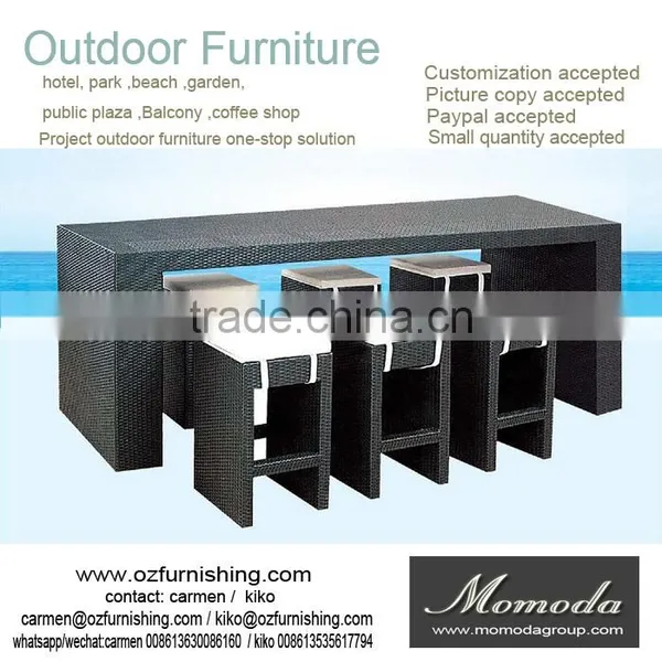 9167 Popular Outdoor Furniture Portable Rattan Bar Furniture With Bar Table and Stools