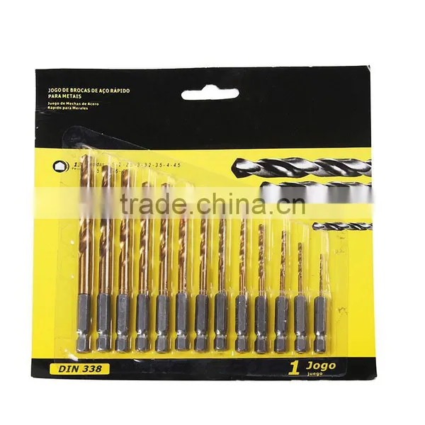 13pcs/set Titanium Coated HSS Twist Drill Bit Set for Metal Power Tools Drill Accessories With 1/4" Hex Shank photo-6